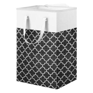 Panier à linge pliable en toile rayée 55x32x60cm et sac de rangement pliable 40x30x60cm pour vêtements et organisation de couettes - Product Image 5