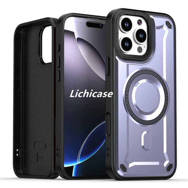 Lichicase Men Shockproof Armor Hard Phone Cover for iPhone 11 12 13 14 11Pro Wireless Charging Magnetic Case