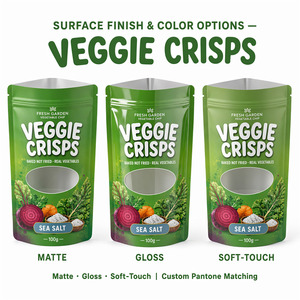 Sacs d'emballage alimentaire en plastique personnalisés pour chips <span class=keywords><strong>de</strong></span> légumes, avec fenêtre ovale transparente, refermables, à fermeture éclair, à fond plat, pour snacks <span class=keywords><strong>de</strong></span> légumes cuits - Product Image 2