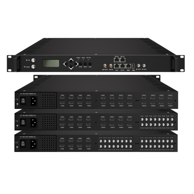 KUNUOMAGIC HD Encoder RF Modulator 24 HD Input 8 DVB-T/6ISDB-T/12DVB-C/8ATSC Output HEVC/H.265 1080P 5-Year Warranty Metal Web
