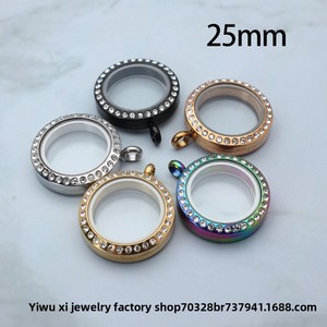 Scatola Portafoto in Acciaio Inossidabile e Vetro, Scatola per Cinnabro, Contenitore per Ricordi di Capelli di Bambino, Ciondolo Collana con Diamanti e Catena in Bambù - Product Image 4