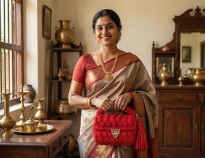 Bolso Rojo Trenzado Hecho a Mano, Estilo Bohemio Étnico, con Dos Correas de Perlas, Bolso de Hombro Boho, Tejido con Cordón de Algodón - Product Image 1