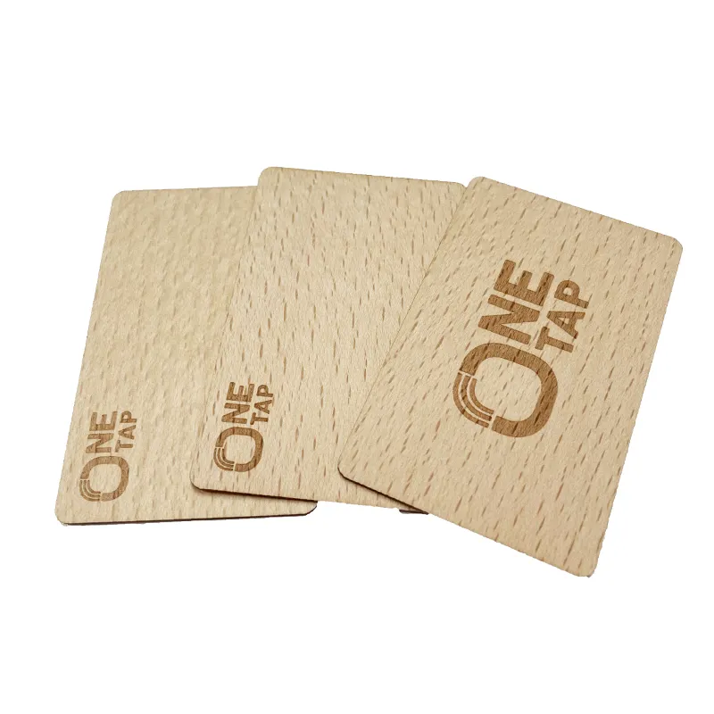 RFID IC wooden key card 13.56 mhz f08 chip visit card bamboo nfc tap cherry wood chips ID magnetic wooden business card