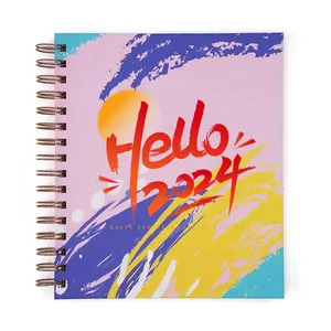 Caderno de agenda espiral sem data para estudantes, caderno com desenho personalizado e impressão de capa dura, diário semanal, agenda sem data, produtos em alta