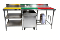 Plan de travail de cuisine professionnel en acier inoxydable 201/304, robuste et pratique, pour la restauration et les cuisines commerciales
