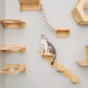 2025 nuevo Popular divertido estante de madera maciza para gatos montado en la pared escalera de escalada cápsula nido gato Pared de pista de escalada para gatos - Product Image 6