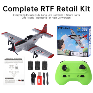 Avión <span class=keywords><strong>RC</strong></span> P-51 Mustang 2CH de Espuma EPP 150m con 3 Baterías Clásico para Aficionados - Product Image 6