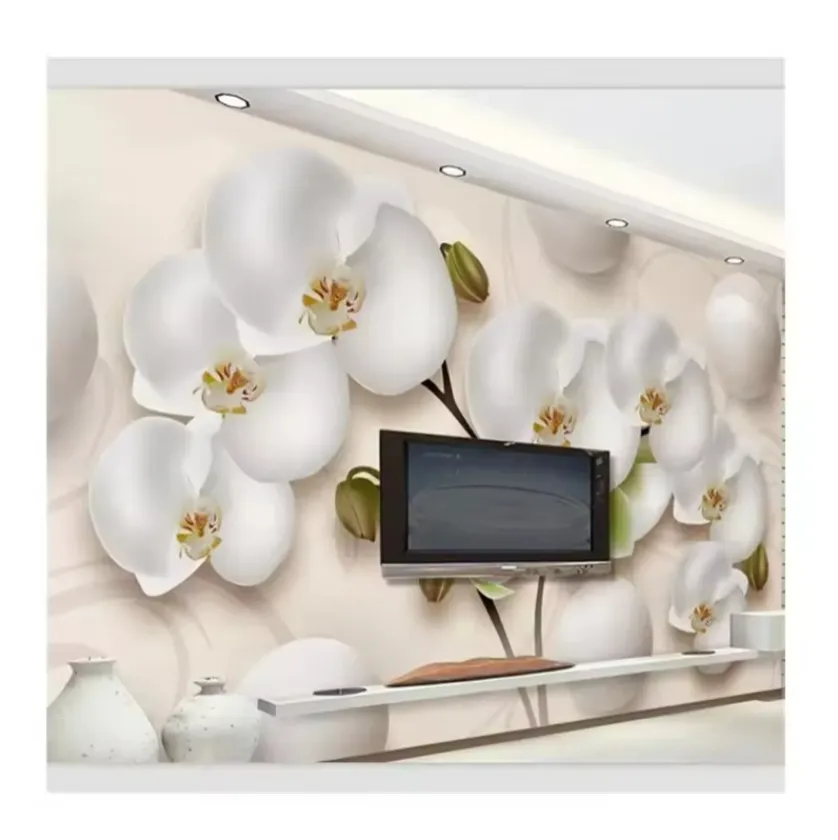 Custom Living Room Bedroom Mural 3d Three-Dimensional Beautiful Phalaenopsis Wallpaper Space Tv Background Wall Murals