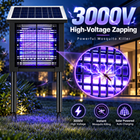 Lampe anti-moustiques solaire 3000V, étanche IP65, triple attractif biomimétique UV, sans produits chimiques, pour le contrôle des nuisibles dans le jardin