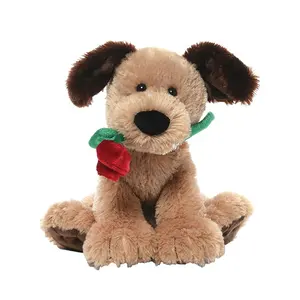 יפה ממולא רך בפלאש כלב צעצוע עם בפלאש רוז ולנטיין מתנה אישית Peluche קטיפה כלב רך צעצועים