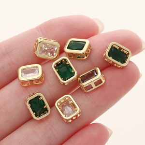 Perle rectangulaire en zircone cubique plaquée or 18 carats en cuivre pour bijoux DIY, bracelet, chaîne de téléphone portable, accessoire 4 7 9 mm - Product Image 3