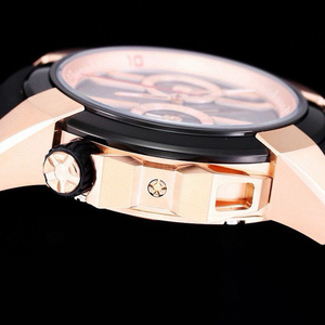 Reloj de Lujo Azul y Oro Rosa en Oferta, Esqueleto, Cronógrafo, Detalles Rojos, Correa de Goma Azul, Reloj de Pulsera Automático para Hombre - Product Image 4