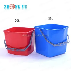 House Hospital Hotel Room Floor Cleaning Tools Down Press Squeeze Double Plastic Buckets Mop Wringer Trolley