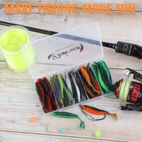 30 pièces/boîte Leurres souples en caoutchouc TPR de haute qualité, avec œil de poisson 3D simulé, queue en T, queue à ailettes, type Minnow/Jigging, pour la pêche en rivière
