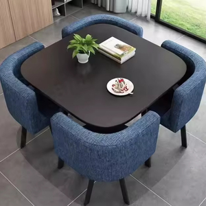 Set Moderno di <span class=keywords><strong>Tavolo</strong></span> da Pranzo <span class=keywords><strong>Quadrato</strong></span> in <span class=keywords><strong>Legno</strong></span> con 4 Sedie, Arredamento per Ristorante Assemblato - Product Image 4