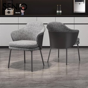 Silla de Comedor Moderna de Estilo Italiano de Lujo Ligero con Tapicería de Tela, Reposabrazos y Patas de Acero al Carbono para Uso en el Hogar y Restaurantes - <span class=keywords><strong>Angie</strong></span> - Product Image 2