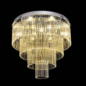 Plafonnier <span class=keywords><strong>led</strong></span> en cristal moderne simple, lustre rond multicouche en cristal argenté - Product Image 5