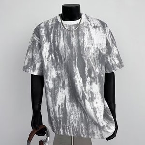 Camiseta de Manga Corta Vintage Americana para Hombre, Estilo Urbano, Diseño Moderno, Nueva, Gruesa, Holgada, Informal y Transpirable - Product Image 4