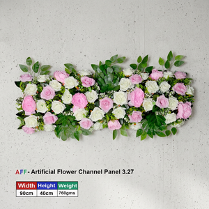 Panneau floral rose et ivoire enchanté de l'usine de fleurs artificielles – Rangée florale douce rose pâle et blanc crémeux – 90 cm élégant - Product Image 3