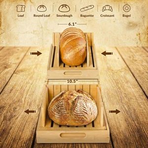 Premium Wood <b>Cutter</b> and Serving Tray 10.5" Extra Wide <b>Bread</b> Slicer for Homemade Artisan Loaves - Product Image 3