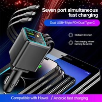 Adaptor Charger Mobil 180W 7 in 1 USB Type C USB PD Super C Dual Port Hub Pengisian Daya Portabel untuk Android