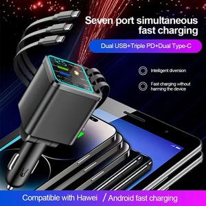 อะแดปเตอร์ชาร์จในรถยนต์ 180W 7 in 1 ช่องเสียบ USB Type C USB PD Super C พอร์ตคู่ ชาร์จเร็ว พกพาสะดวก สำหรับ Android - Product Image 4