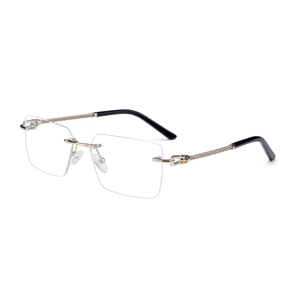 2023 New Men Rimless Stainless Glasses Frame Women Gold Eyeglasses for Men for Women