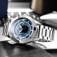 Montre numérique à quartz pour homme Millennium Retro, affichage de flamme animé unique, bracelet en acier inoxydable futuriste créatif, montre Mahjong