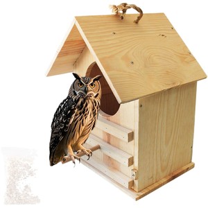 บ้านนกไม้ 27.5x24x36 ซม. แบบแขวนกลางแจ้ง ที่พักนกสัตว์เลี้ยง ตกแต่งแบบธรรมชาติ - Product Image 5
