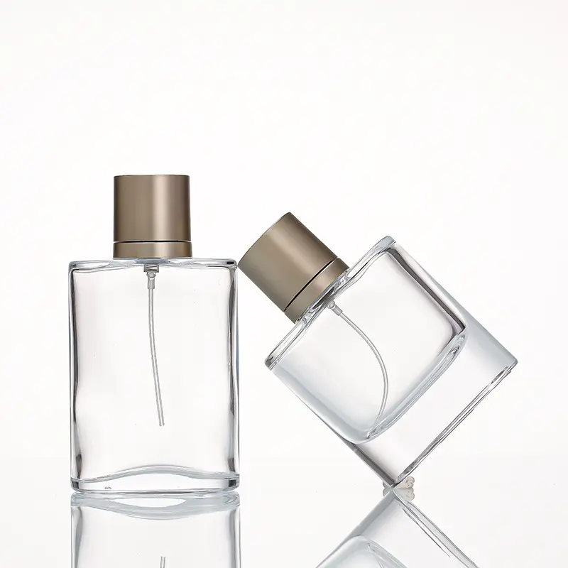 Botella vacía de Perfume de vidrio, espray transparente de lujo, hermosa forma rectangular de alta calidad, Perfume, 100ml