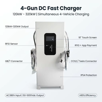 Hub Pengisian Daya EV Ultra Cepat 320KW 4 Gun Output Quad GBT CCS2 Kompatibel Standar Tesla untuk Mobil Listrik di Tempat Parkir
