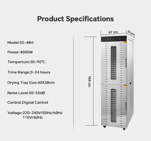 เครื่องอบแห้งแบบหมุนแนวตั้งขนาดใหญ่ทำจากสแตนเลส40ถาดใช้ไฟฟ้าเชิงพาณิชย์รองรับผักผลไม้ - Product Image 6