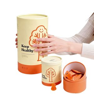Cajas de Cartón Redondas Ecológicas Personalizadas para Suplementos de Salud, Empaquetado de Cilindros para Comestibles, Tubos de Papel Kraft para Gomitas - Product Image 1