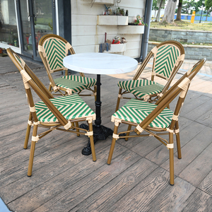 Chaise de salle à manger en <span class=keywords><strong>rotin</strong></span> de <span class=keywords><strong>bistrot</strong></span> en aluminium XY Best, chaises d'extérieur françaises pour café, restaurant, chaise et <span class=keywords><strong>table</strong></span> en osier de jardin populaires - Product Image 1