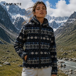 Veste polaire vintage pour femme, imprimée avec des motifs aztèques, style rétro tribal, veste polaire surdimensionnée pour femme - Product Image 6