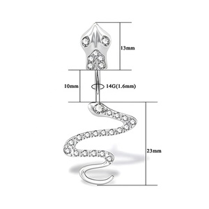 Anelli per <span class=keywords><strong>Ombelico</strong></span> a <span class=keywords><strong>Serpente</strong></span> in Acciaio Inossidabile Curvo di Vari Colori, Gioielli per <span class=keywords><strong>Piercing</strong></span> Serpentine, Anello per <span class=keywords><strong>Ombelico</strong></span> con Cristalli - Product Image 3