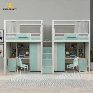 Lit superposé en métal moderne pour dortoir scolaire, mobilier de chambre, système de lit avec armoire intégrée, gain de place, pour enfants et adolescents, CE - Product Image 2