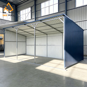 Abrigos Portáteis para Cavalos, Estábulos ao Ar Livre, Abrigo para Gado 4.5*4.5m, Estrutura de Aço com Telhado de Folha Metálica - Product Image 4