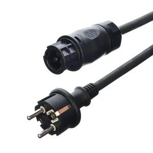 3针欧洲型schuko cee7/17插头ip44电源c，带bc05连接器h07rn-f 3x1.5毫米电缆电缆电线