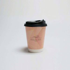 Gobelet en papier kraft à double paroi jetable personnalisé avec logo OEM, 8 oz, 10 oz, 12 oz, pour boissons chaudes, café, avec couvercles en plastique - Product Image 2