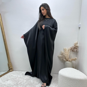 Tela brillante de color liso con purpurina, talla única, manga murciélago grande, caftán islámico para niña, Dubái, Emiratos Árabes Unidos, Abaya - Product Image 4