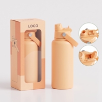 Bouteille d'eau sport personnalisée 2-en-1 à double paroi sous vide 24oz 32oz avec impression laser et sérigraphie, dotée d'un bec verseur et d'une paille