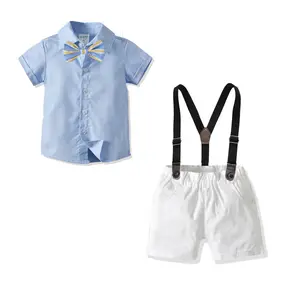 Детские комбинезоны для малышей джентльменская одежда детская футболка комбинезоны + шорты для маленьких мальчиков летние комплекты одежды