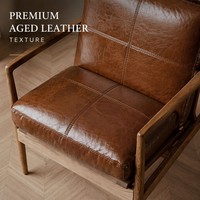 Fauteuil simple moderne, style rétro du milieu du siècle, fauteuil de salon en bois massif, chaise de détente pour balcon et chambre