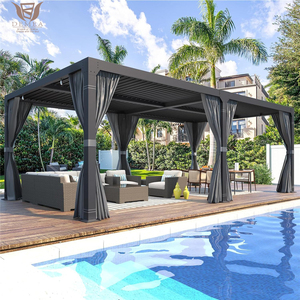 DEMEA Pergola motorisée bioclimatique en aluminium avec toit à persiennes réglable <span class=keywords><strong>Abri</strong></span> solaire extérieur étanche pour patio <span class=keywords><strong>jardin</strong></span> - Product Image 1