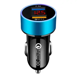 Dual USB Car Charger Adapter Car Cigarette Lighter LED Voltmeter For All Type Mobile Phone Charger Smart Dual USB Fast Charging