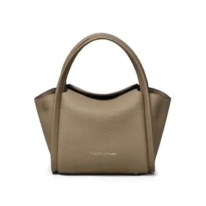 Good Quality Genuine Leather Mini Tote Bag With Lining Pouch Fashion Taupe Mini Shopper Handbag For Women