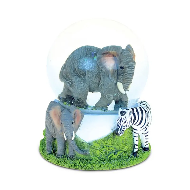 Wild Animals Zoo Souvenirs Resin Elephant Statue Snow Water Globe