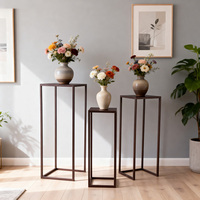 Ensemble de 3 supports d'affichage carrés en fer, finition thermolaquée, étagère métallique à cadre ouvert, mobilier moderne et durable pour salon