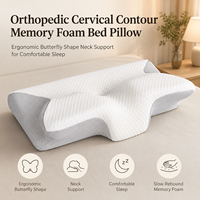 Oreiller cervical en mousse à mémoire de forme avec logo personnalisé, motif papillon blanc, design ergonomique pour salon et chambre à coucher